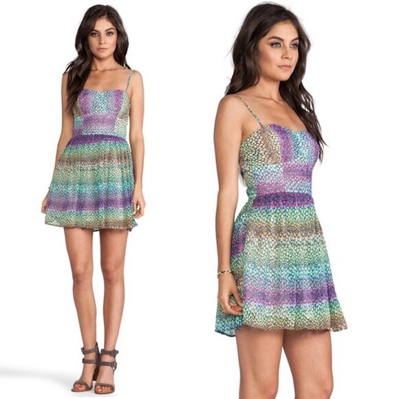 BB Dakota Keelia Tank Mini Dress Multicolor Print Revolve Size 4 Summer Boho NWT - Picture 2 of 14